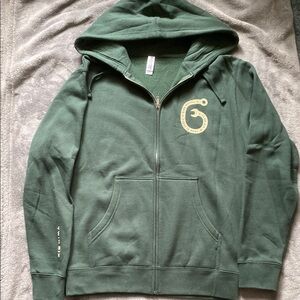 Twin Six Bike Company Green Zip-Up Hoodie with Chest/Back Logo - Men’s Small
